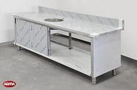122 Tavolo acciaio inox L=2300mm porte scorrevoli una vasca 122 Tavolo acciaio inox L=2300mm porte scorrevoli una vasca