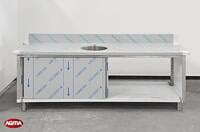 122 Tavolo acciaio inox L=2300mm porte scorrevoli una vasca 122 Tavolo acciaio inox L=2300mm porte scorrevoli una vasca