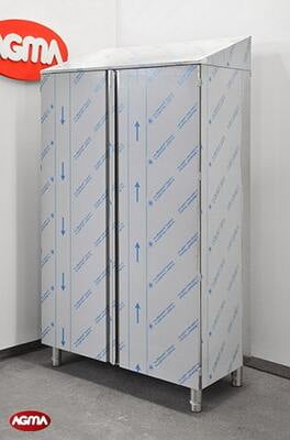 220 - Armadio acciaio inox, 3 ripiani 1200x590x2200mm porta battente