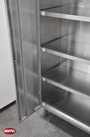 221- Armadio acciaio inox, 3 ripiani fissi 880x500x1840mm porta battente