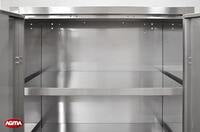 221- Armadio acciaio inox, 3 ripiani fissi 880x500x1840mm porta battente