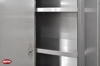 221- Armadio acciaio inox, 3 ripiani fissi 880x500x1840mm porta battente