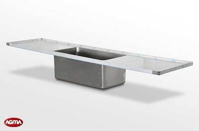 593 - Piano lavello acciaio inox, 2500x600x40mm