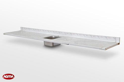596 - Piano acciaio inox, liscio, alzatina 3000x600x40mm 596 - Piano acciaio inox, liscio, alzatina 3000x600x40mm