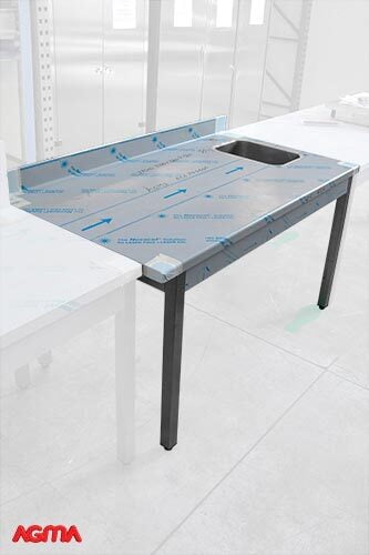 624 - Piano acciaio inox su gambe, alzatina, 1vasca, dim. 1280x700x910 624 - Piano acciaio inox su gambe, alzatina, 1vasca, dim. 1280x700x910
