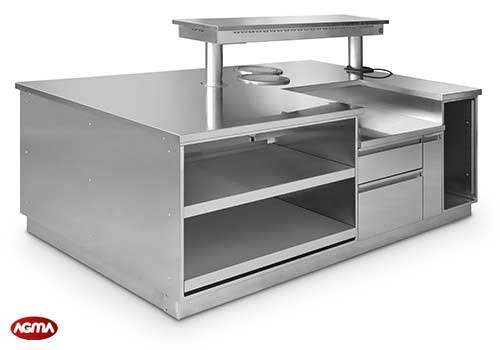 944 - Isola inox per blocco cottura  e preparazione 2440x1400x900mm